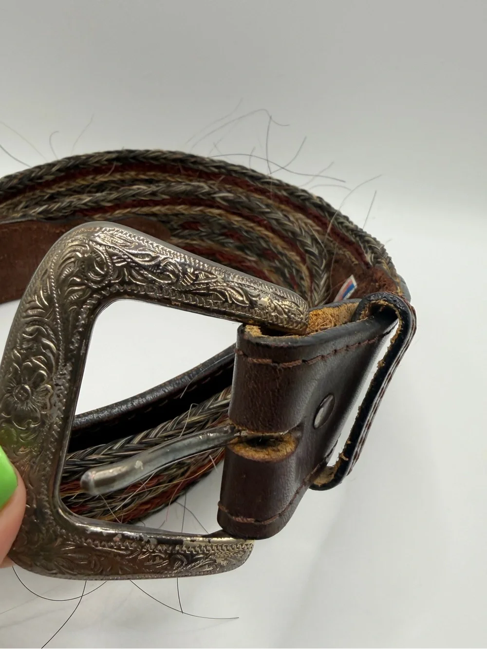 Authentic USA made Braided Horse Hair with Leather Belt men's size 34 western